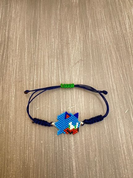 Βραχιόλι μακραμέ με τον Sonic κεντημένο με χάντρες Miyuki