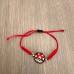 Βραχιόλι μακραμέ με τον κόκκινο Toad κεντημένο με χάντρες Miyuki