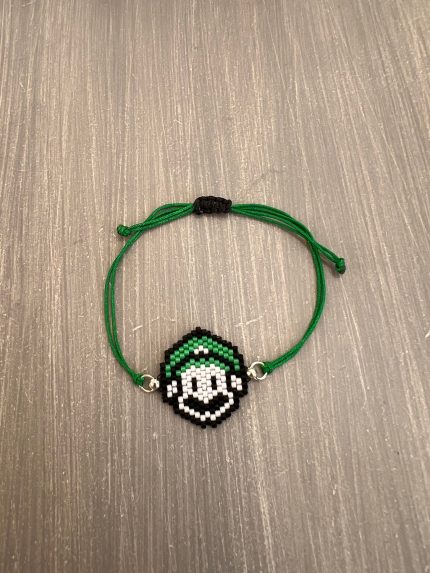 Βραχιόλι μακραμέ με τον Luigi κεντημένο με χάντρες Miyuki