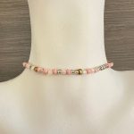 Βραχιόλι ροζ λευκές χάντρες