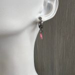 Μαύροι κρίκοι με ροζ χάντρες Miyuki