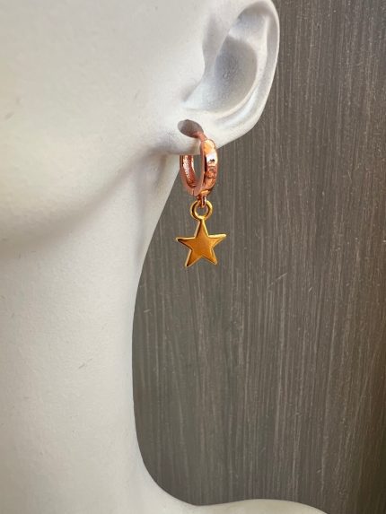 Ροζ κρίκοι με χρυσά αστέρια