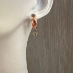 Ροζ κρίκοι με ασημί αστέρια