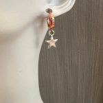 Ροζ κρίκοι με ασημί αστέρια