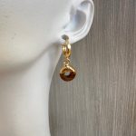 Χρυσοί κρίκοι με καφέ πέτρες