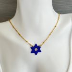 Χρυσό κολιέ μπλε αστέρι κεντημένο με χάντρες Miyuki
