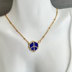 Χρυσό κολιέ μπλε σήμα ειρήνης κεντημένο με χάντρες Miyuki