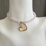 Βραχιόλι με ροζ χάντρες και καρδιά