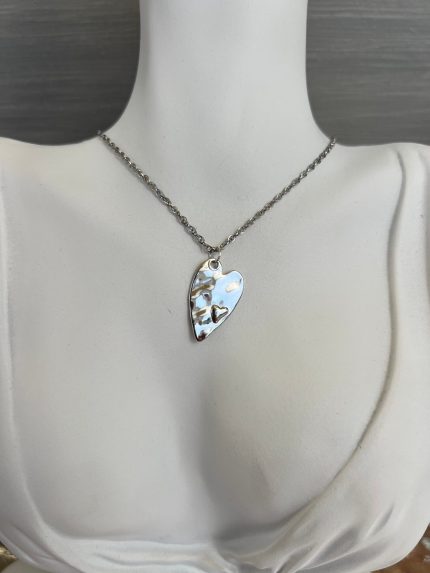 Κολιέ ασημί καρδιά με ασημί αλυσίδα