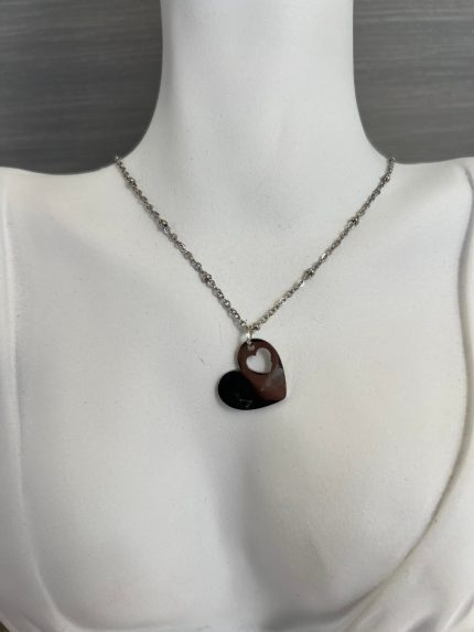 Κολιέ ασημί καρδιά με ασημί αλυσίδα