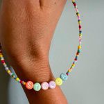 Κολιέ με όνομα Stella και πολύχρωμες χάντρες