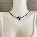 Κολιέ καρδιά κεντημένη με χάντρες Miyuki και μαύρη αλυσίδα