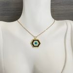 Κολιέ μάτι κεντημένο με χάντρες Miyuki και χρυσή αλυσίδα