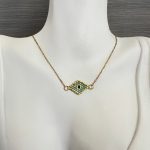 Κολιέ μάτι κεντημένο με χάντρες Miyuki και χρυσή αλυσίδα