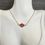 Κολιέ μάτι κεντημένο με χάντρες Miyuki και χρυσή αλυσίδα