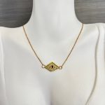 Κολιέ μάτι κεντημένο με χάντρες Miyuki και χρυσή αλυσίδα