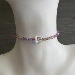 Βραχιόλι με μωβ πέτρες Amethyst Shimmer και καρδιά Swarovski