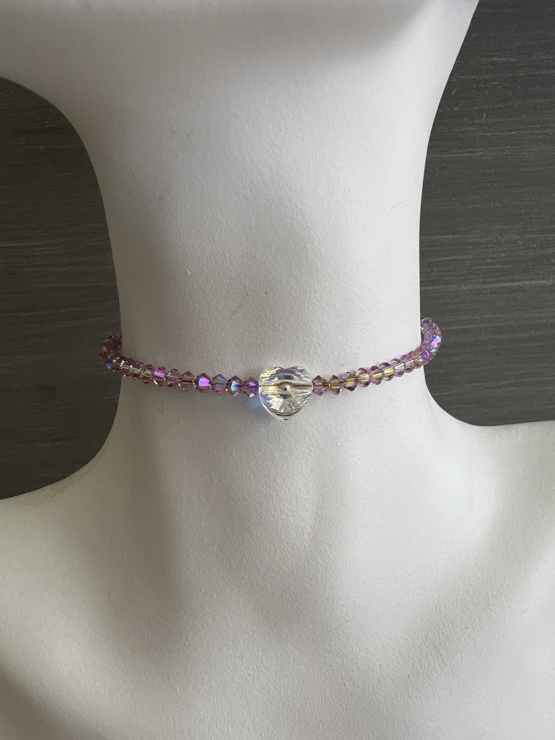 BRA137W Βραχιόλι με μωβ πέτρες Amethyst Shimmer και καρδιά Swarovski - Image 1