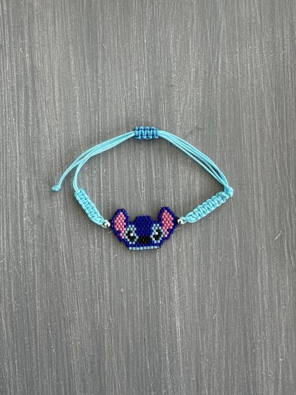 Βραχιόλι μακραμέ Stitch κεντημένο με χάντρες Miyuki