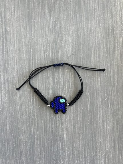 Βραχιόλι μακραμέ Among us μπλε κεντημένο με χάντρες Miyuki