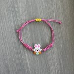 Βραχιόλι μακραμέ κουνελάκι κεντημένο με χάντρες Miyuki