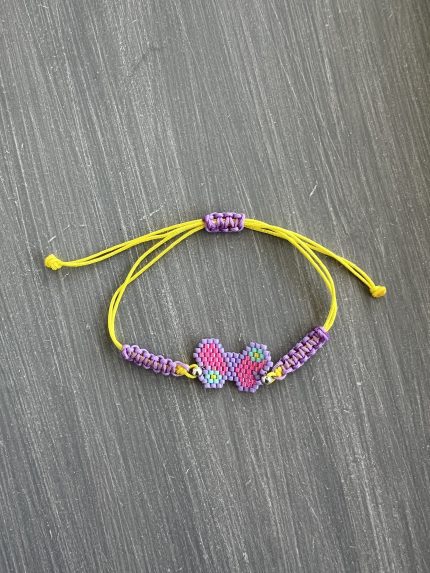 Βραχιόλι μακραμέ πεταλούδα κεντημένο με χάντρες Miyuki