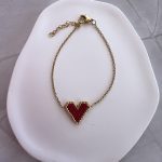 Βραχιόλι καρδιά με χρυσή αλυσίδα κεντημένο με χάντρες Miyuki