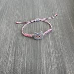 Βραχιόλι μακραμέ γκρι γάτα κεντημένη με χάντρες Miyuki