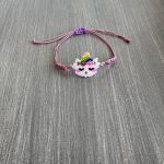 Βραχιόλι μακραμέ μονόκερος κεντημένο με χάντρες Miyuki