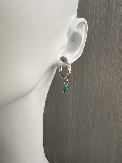 Ασημί κρίκοι με τυρκουάζ πέτρα