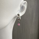 Ασημί κρίκοι με ροζ πέτρα