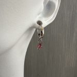 Ασημί κρίκοι με ροζ πέτρα