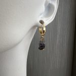 Χρυσοί κρίκοι με μικρές ημιπολύτιμες πέτρες αμέθυστος