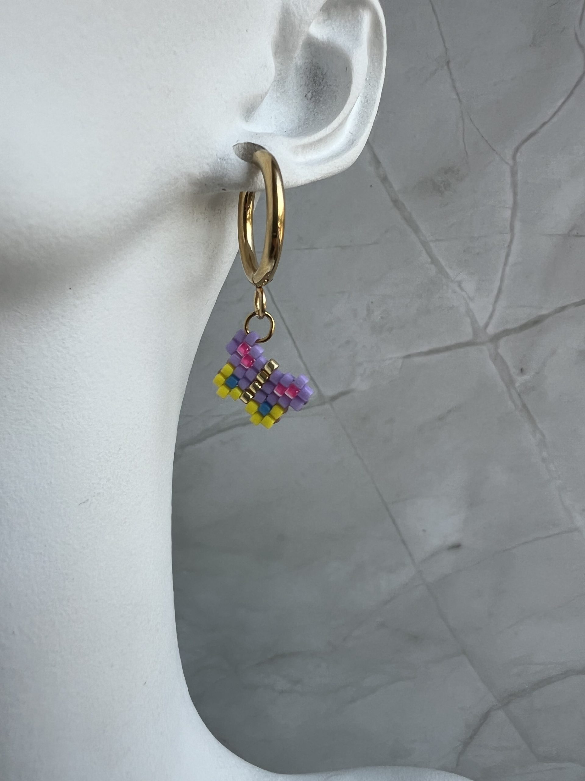 EAR87 Σκουλαρίκια πεταλούδες κεντημένες με χάντρες Miyuki - Image 1