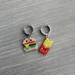 Σκουλαρίκια burger & πατάτες κεντημένα με χάντρες Miyuki