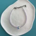 Βραχιόλι με καρδιά και ροζ πέτρες Swarovski και ασημί αλυσίδα