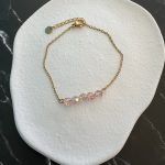 Βραχιόλι με ροζ χάντρες Swarovski και αλυσίδα