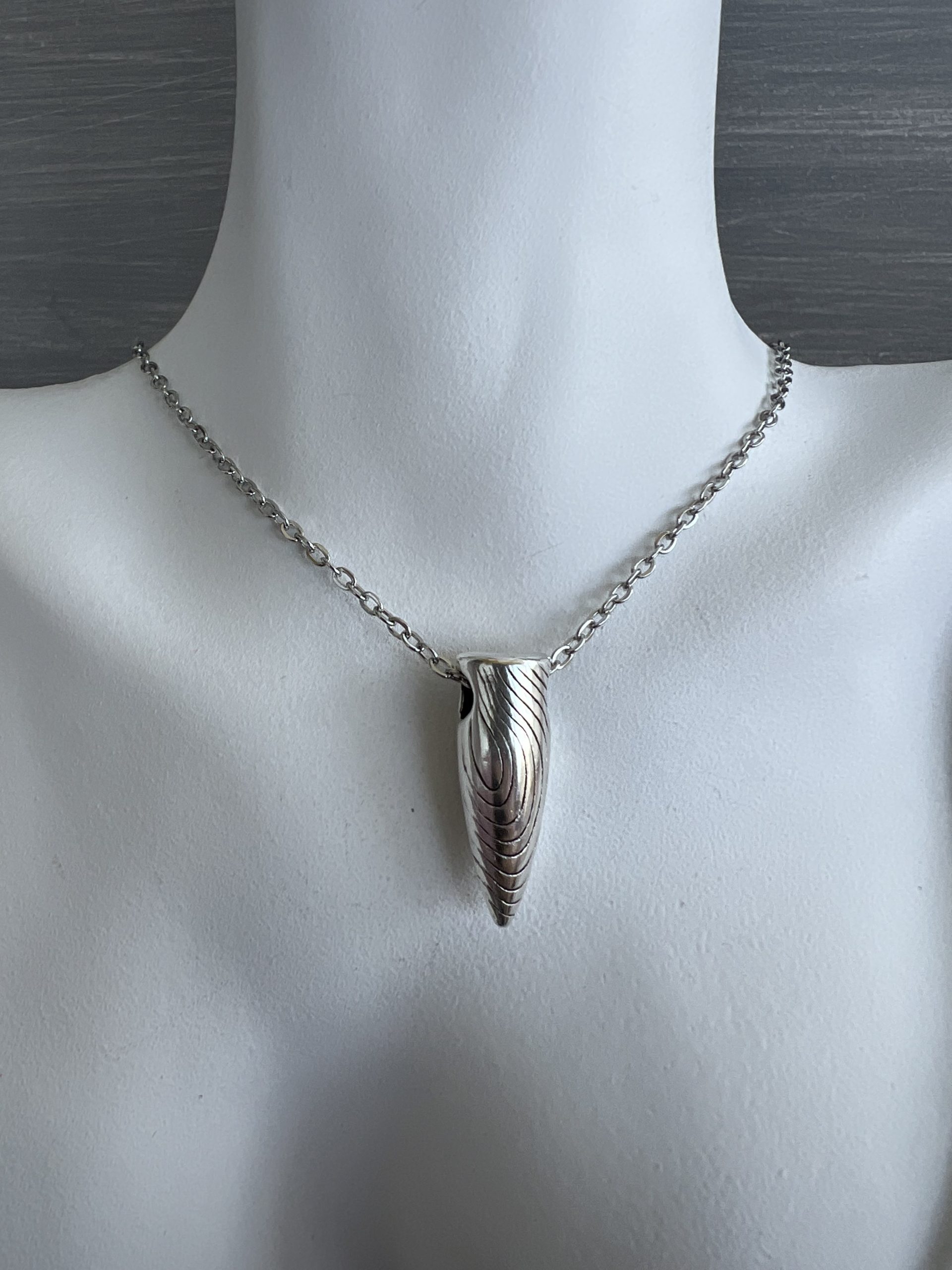 NEC160 Κολιέ ασημί δόντι με αλυσίδα - Image 1