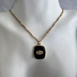 Κολιέ μάτι με σμάλτο και χρυσή αλυσίδα