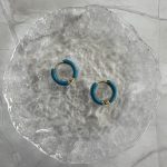 Χρυσοί κρίκοι με τυρκουάζ σμάλτο