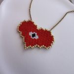 Κολιέ καρδιά και μάτι με χρυσή αλυσίδα κεντημένο με χάντρες Miyuki