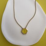Κολιέ κίτρινο πολύγωνο κεντημένο με χάντρες Miyuki