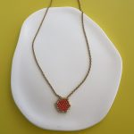 Κολιέ πορτοκαλί πολύγωνο κεντημένο με χάντρες Miyuki