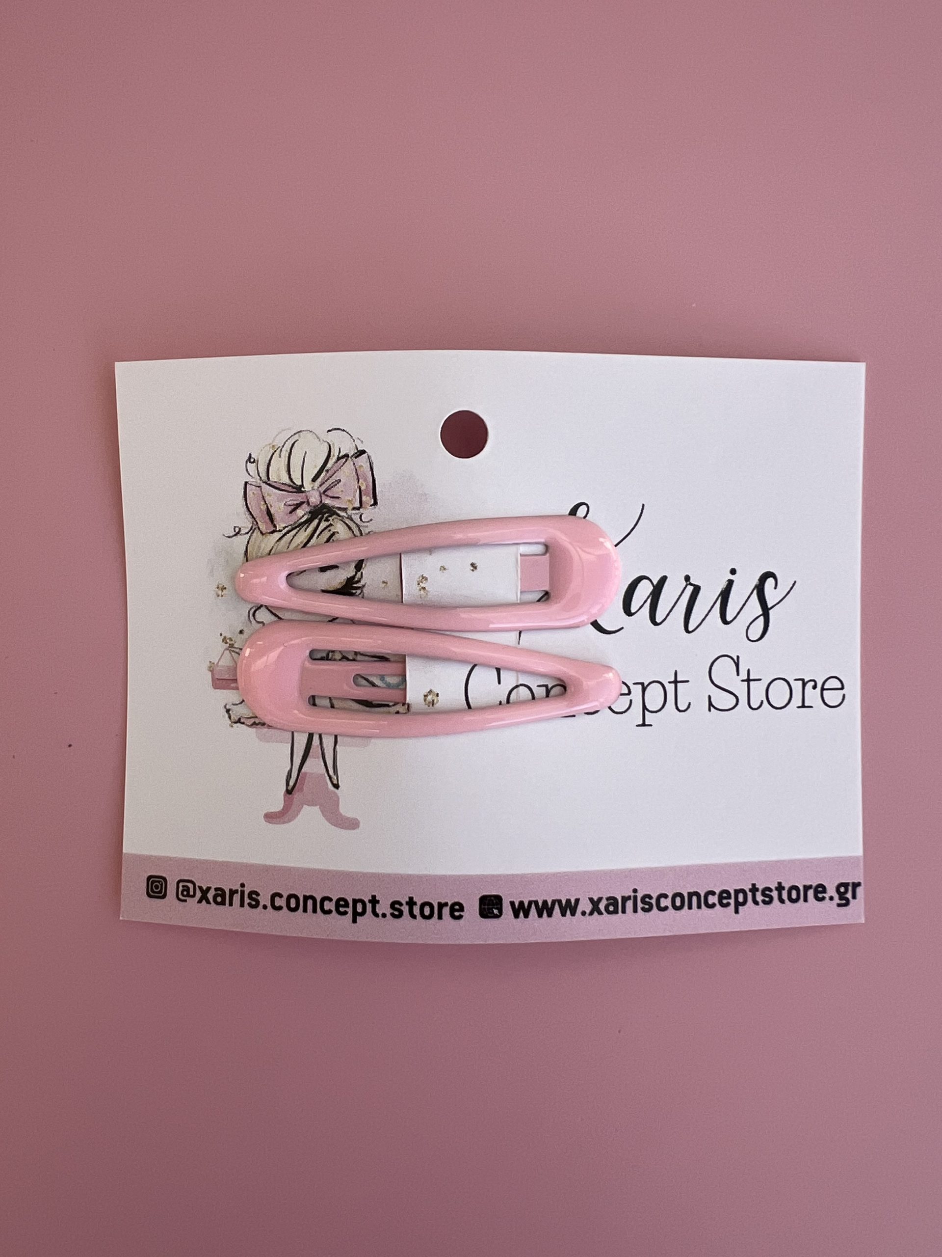 HR76 Τσιμπιδάκια για τα μαλλιά ροζ απαλό - 2 τμχ - Image 1