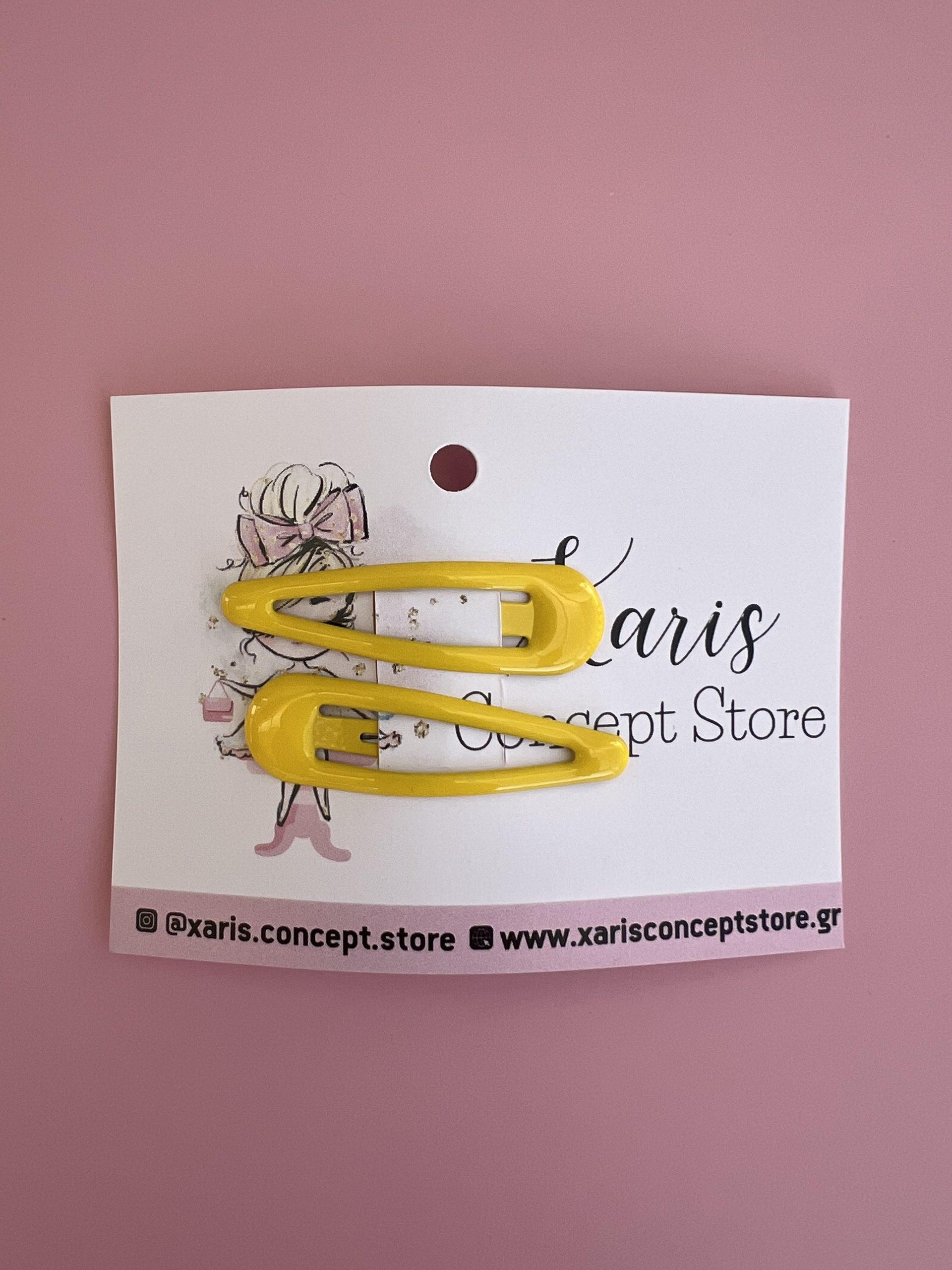 HR77 Τσιμπιδάκια για τα μαλλιά κίτρινα - 2 τμχ - Image 1