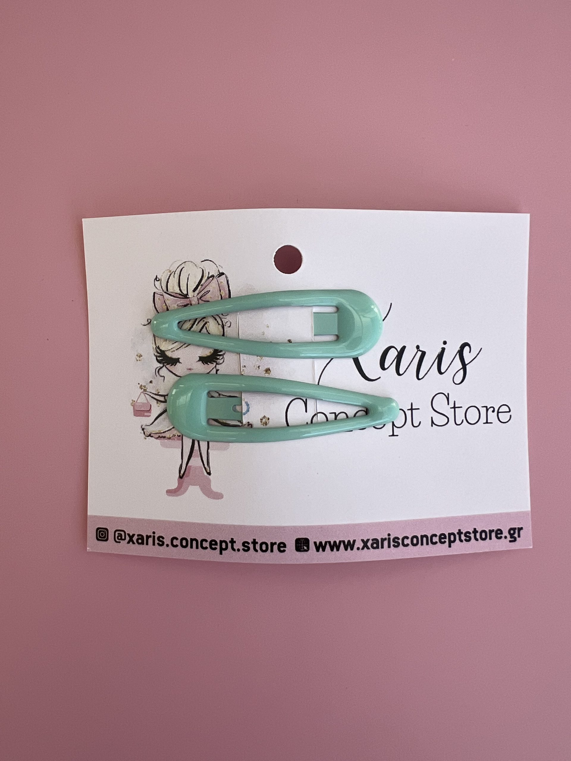 HR78 Τσιμπιδάκια για τα μαλλιά μέντα - 2 τμχ - Image 1