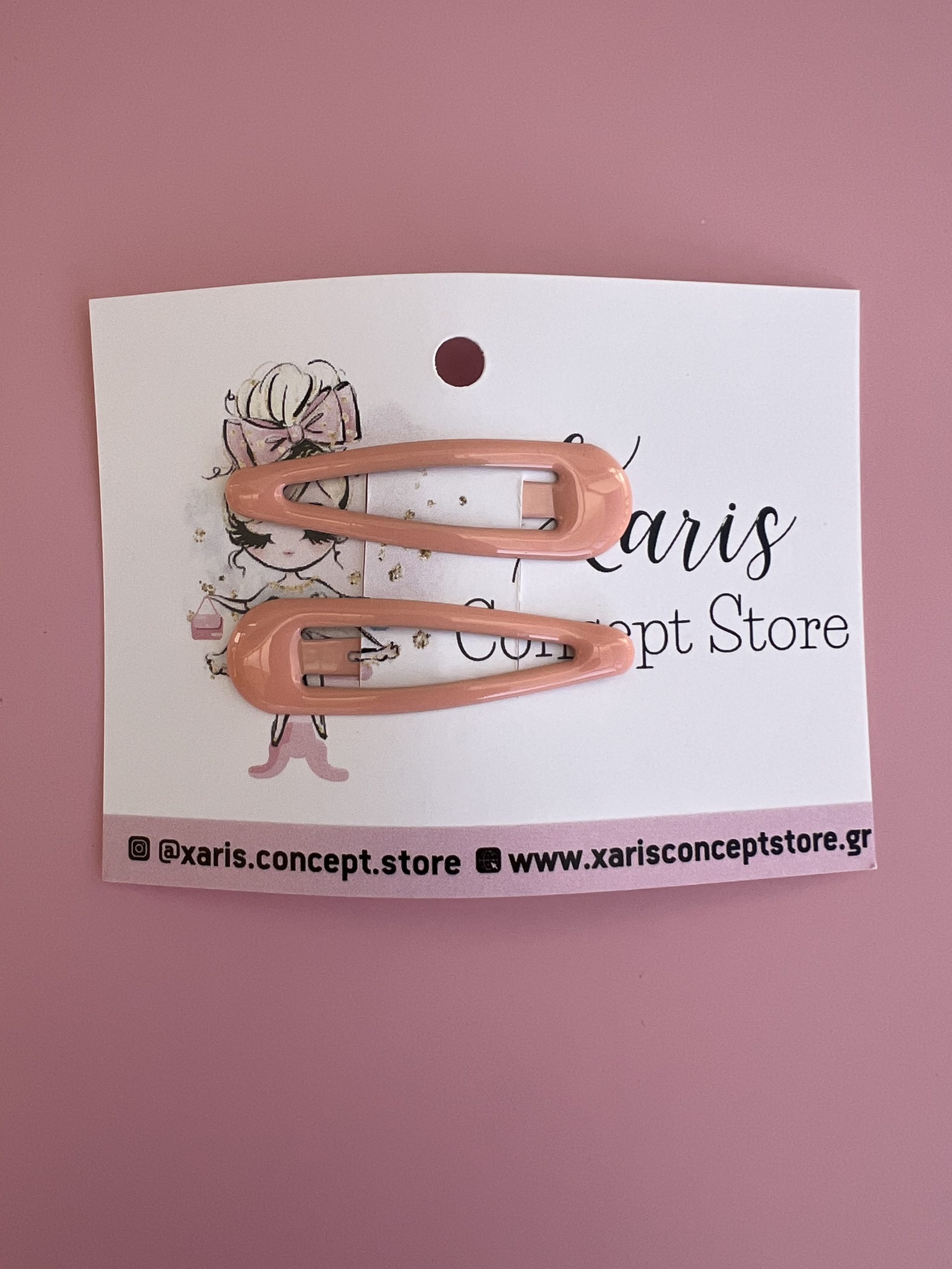 HR81 Τσιμπιδάκια για τα μαλλιά ροδακινί - 2 τμχ - Image 1