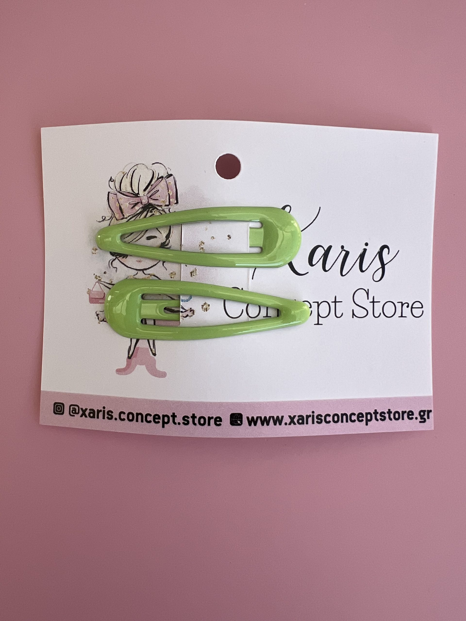 HR83 Τσιμπιδάκια για τα μαλλιά πράσινο ανοιχτό - 2 τμχ - Image 1