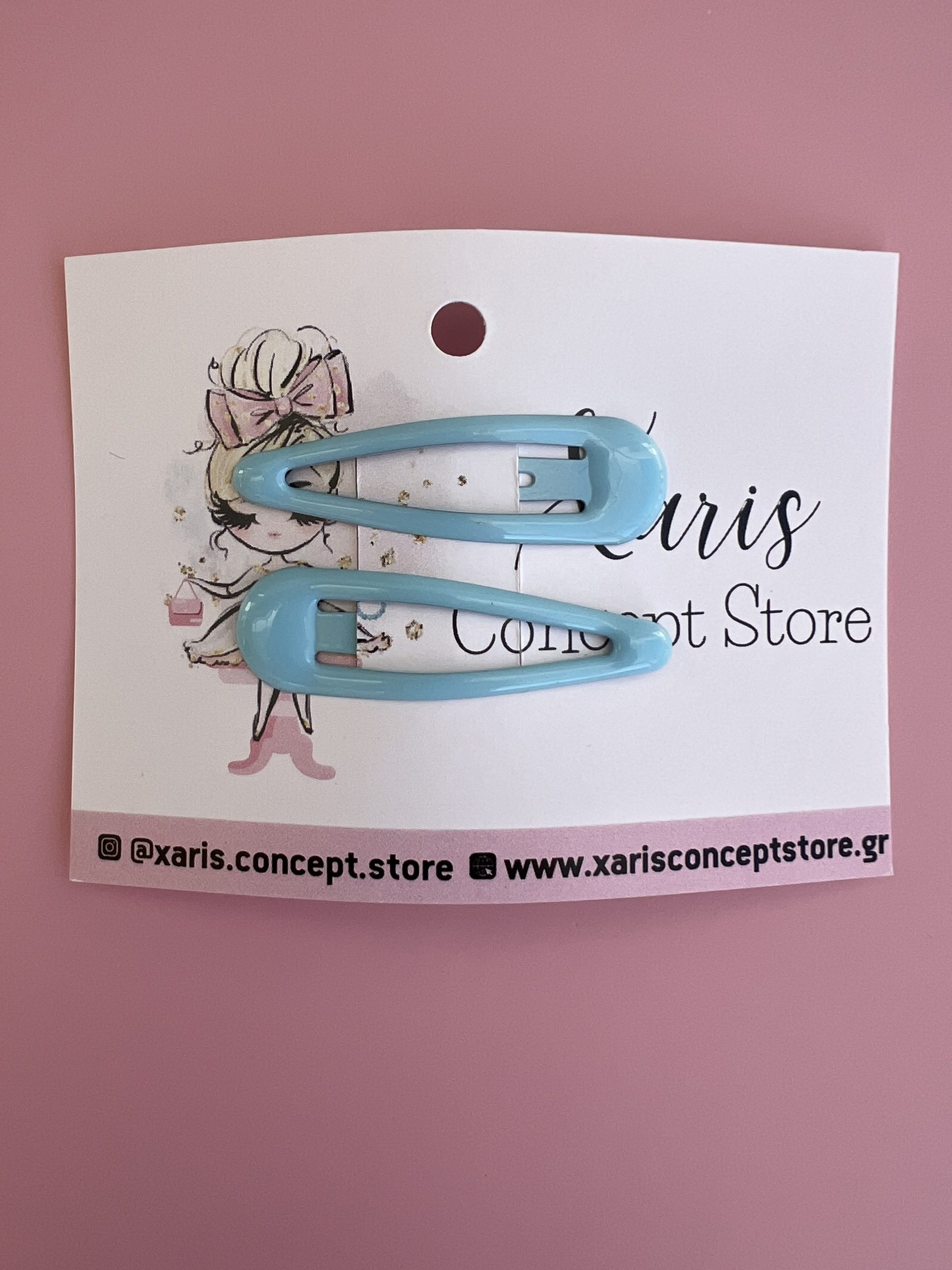 HR84 Τσιμπιδάκια για τα μαλλιά γαλάζιο - 2 τμχ - Image 1