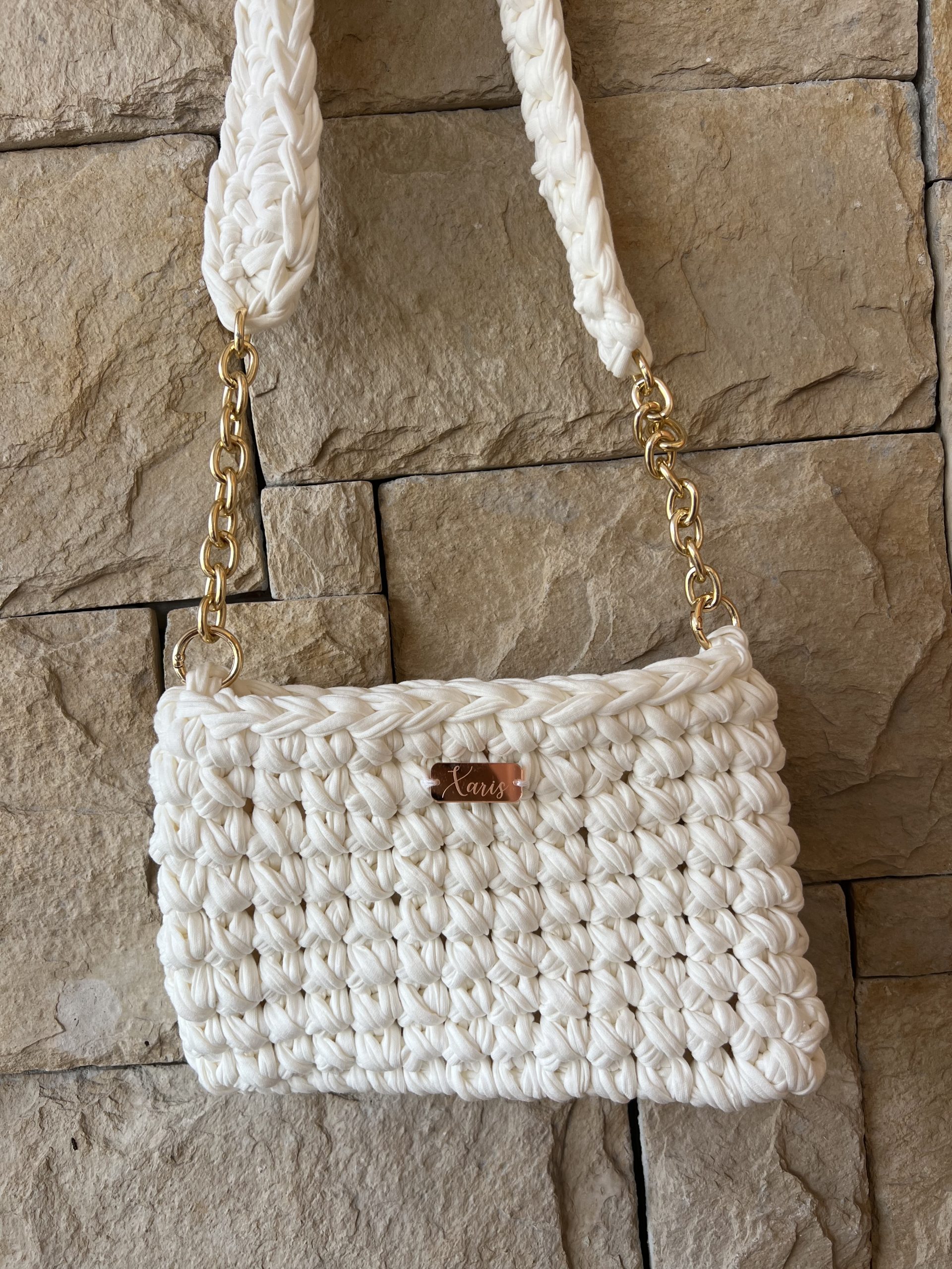 BG68 Τσάντα πλεκτή “White Pearl” - Image 1